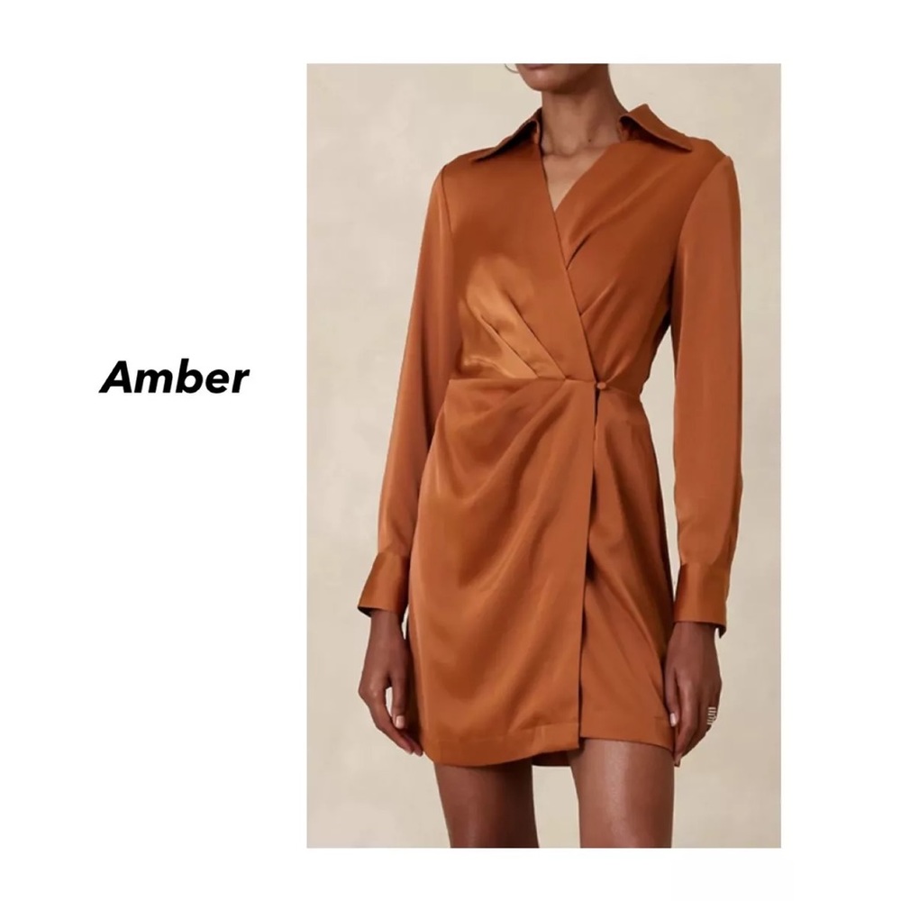 BANANA REPUBLIC SATIN WRAP MINI DRESS